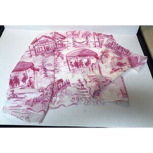 Susan Albright scarf 72" X 15-1/2" white & pink Sea View hammock church surfer